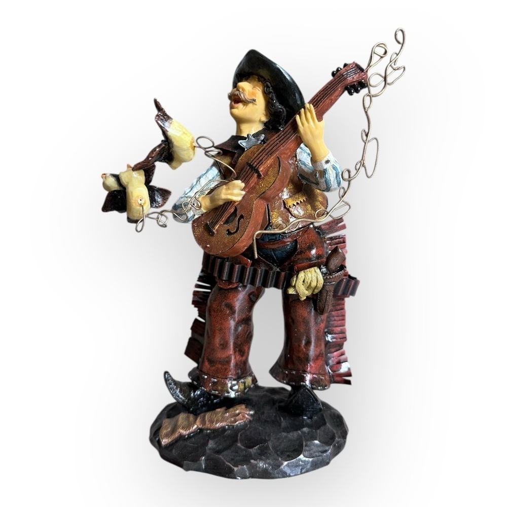 Vintage Cowboy Guitarist Figurine Western Musician Resin 11in 2002 With Box